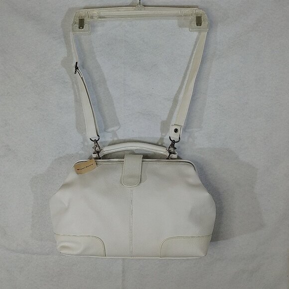 Maison Blanche White Pebbled Leather Purse NWT Handle & Shoulder Strap Vtg OOB - Picture 2 of 15